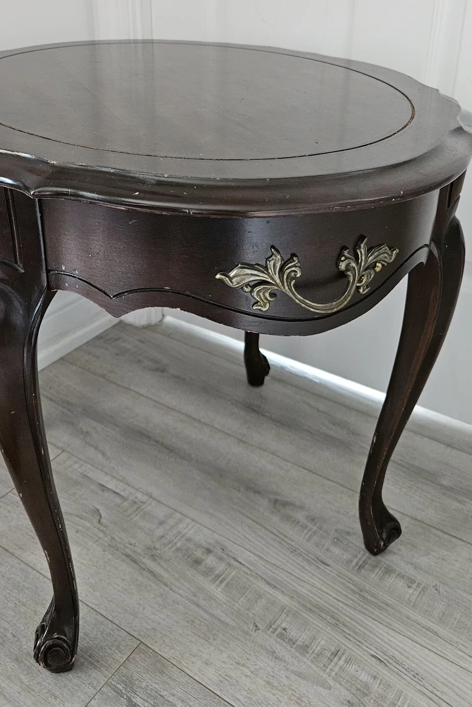 Dark Wood Side Table with Drawer