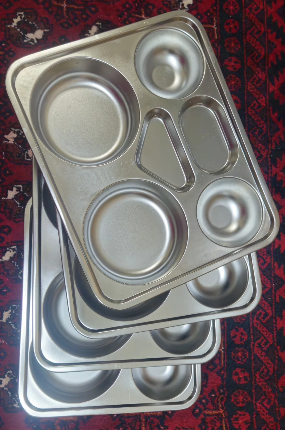 Set of 3 Stainless Steel Compartment Trays