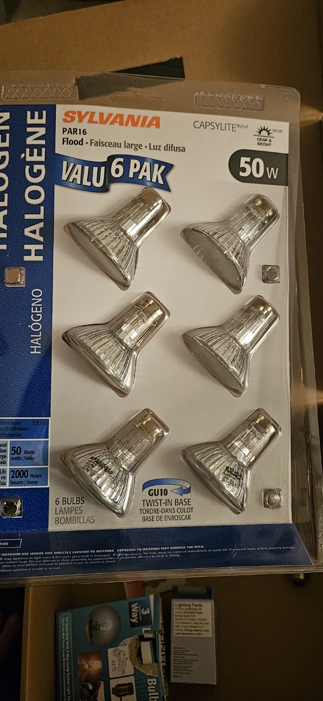 Sylvania Halogen Flood Bulbs PAR16 50W GU10 Capsulite 6 Pack