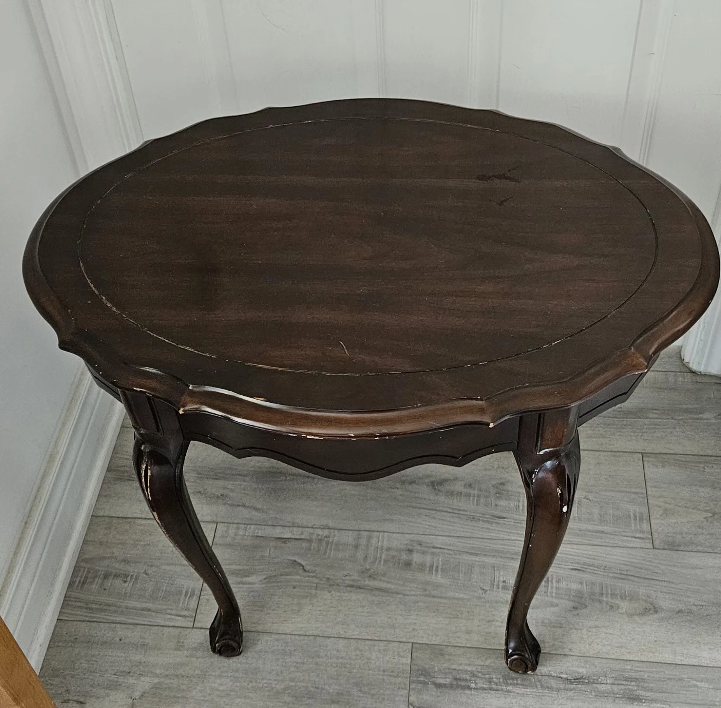 Dark Wood Oval Accent Table with Drawer - photo 4