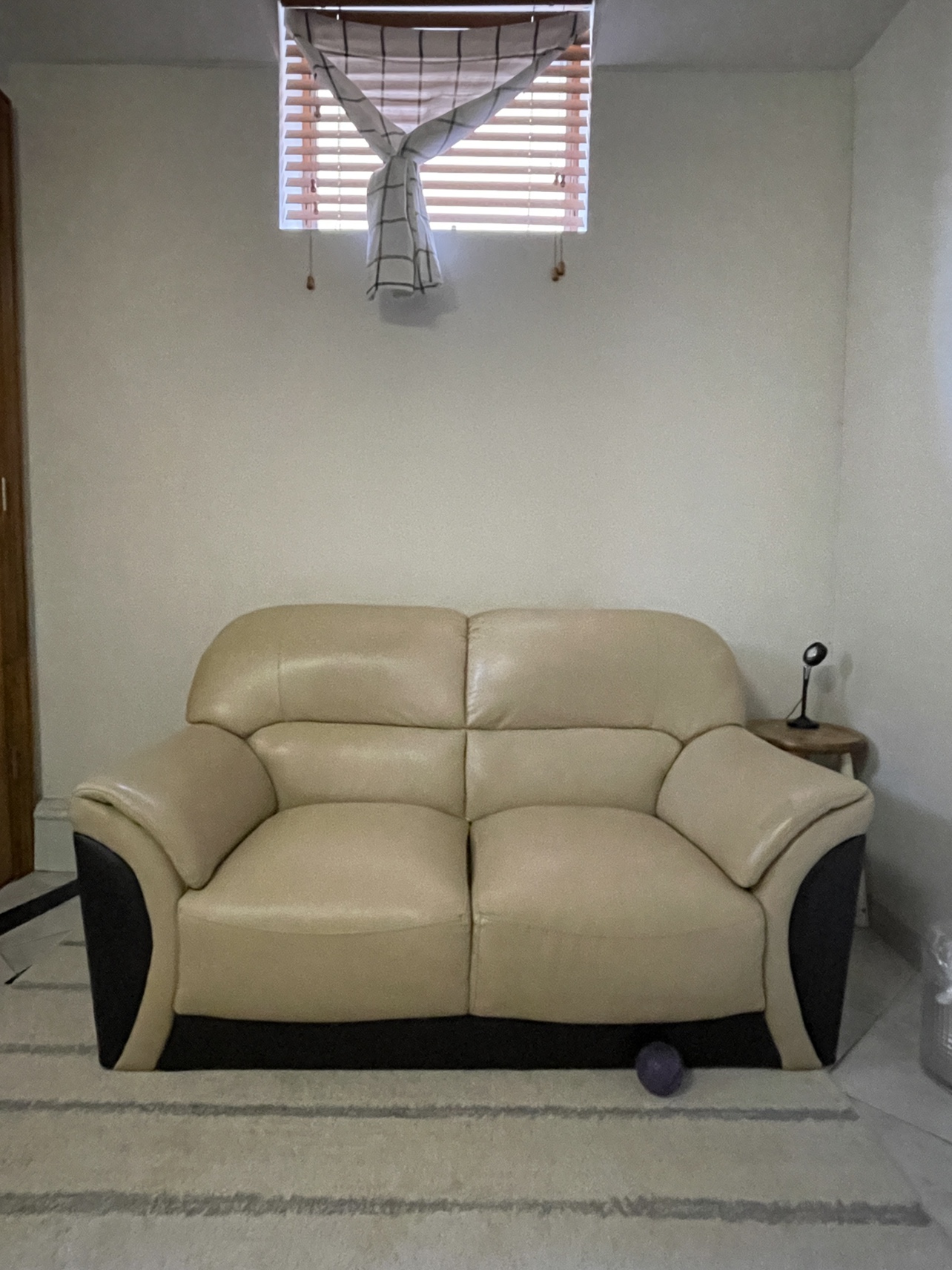 Beige Faux Leather Love seat