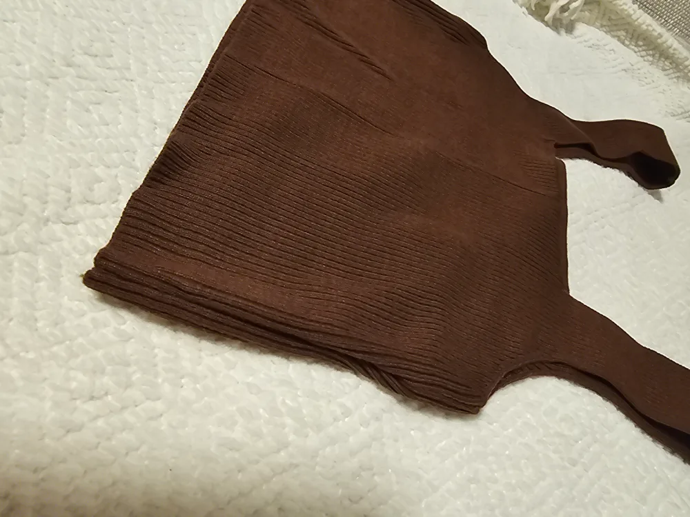 Brown Ribbed Crop Tank Top image indicator(2)