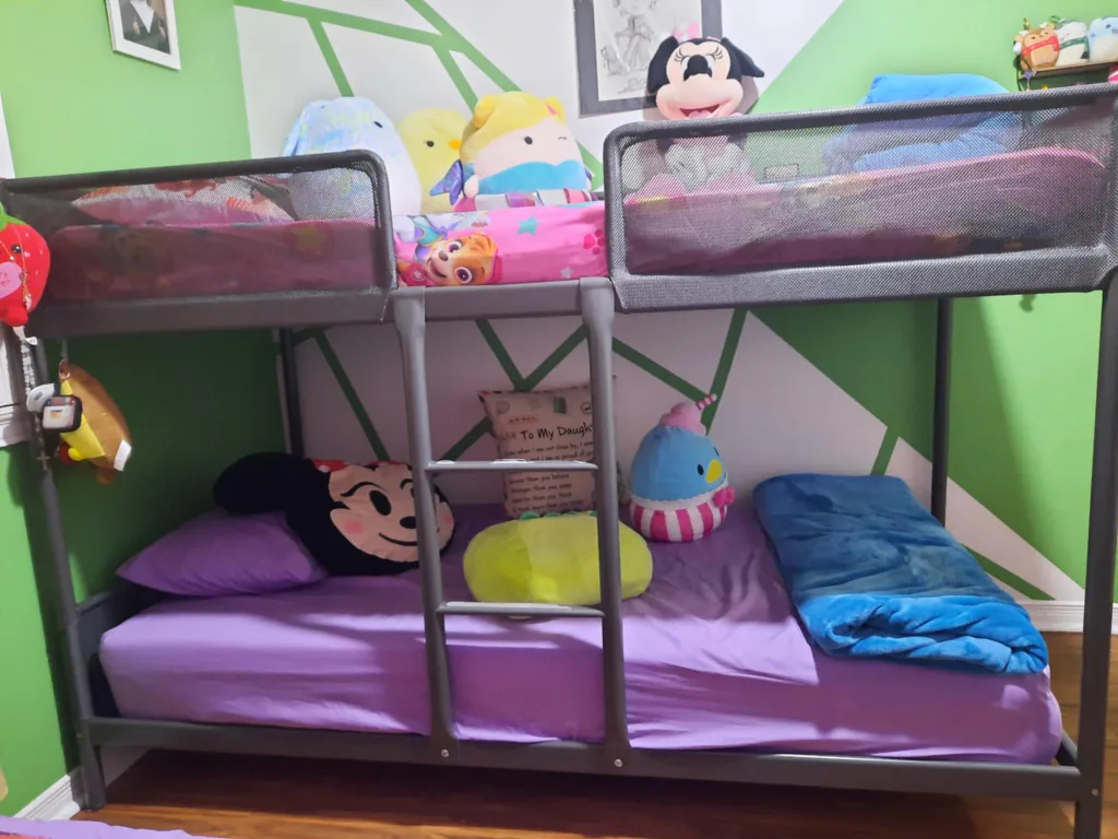 Dark Gray Twin Tuffing Bunk Bed Frame image indicator(4)