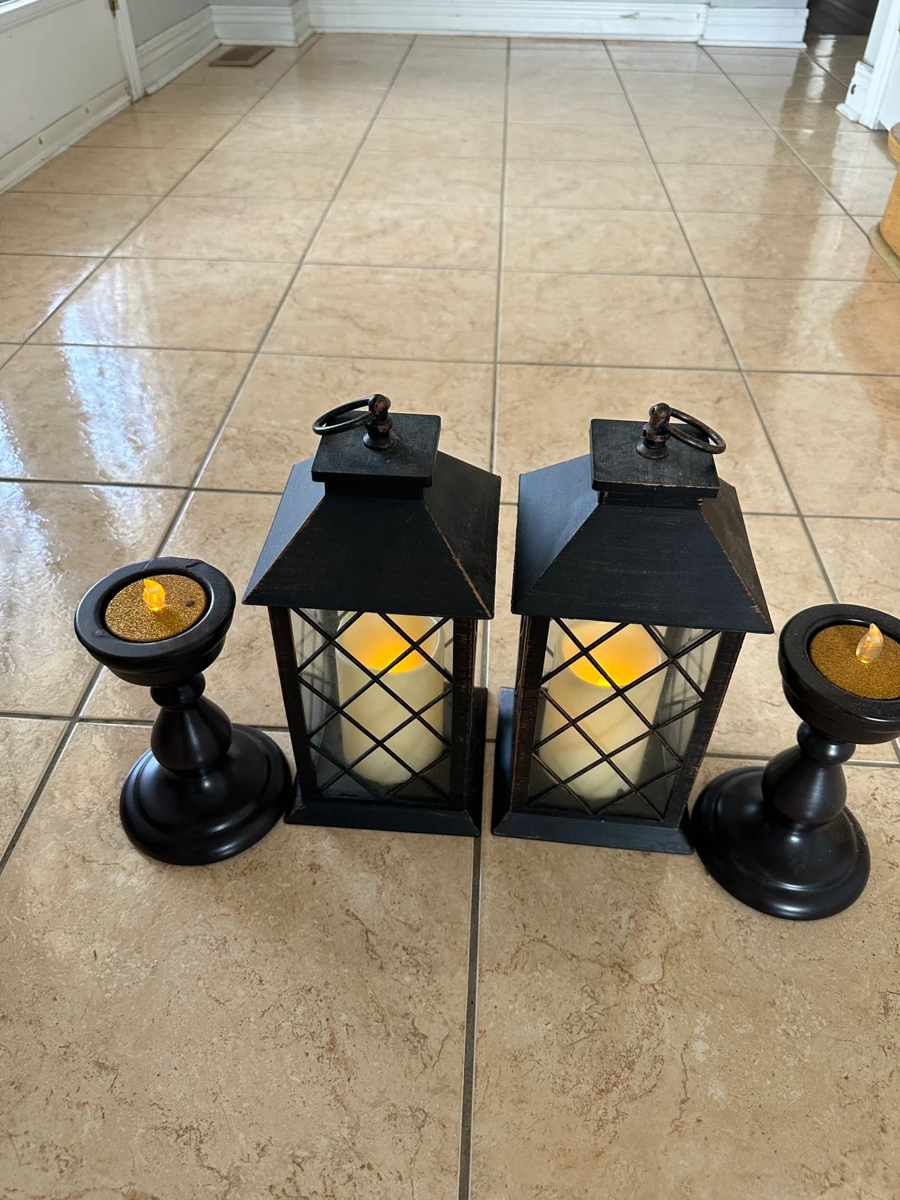 Black Lantern Set with Candle Holders thumbnail