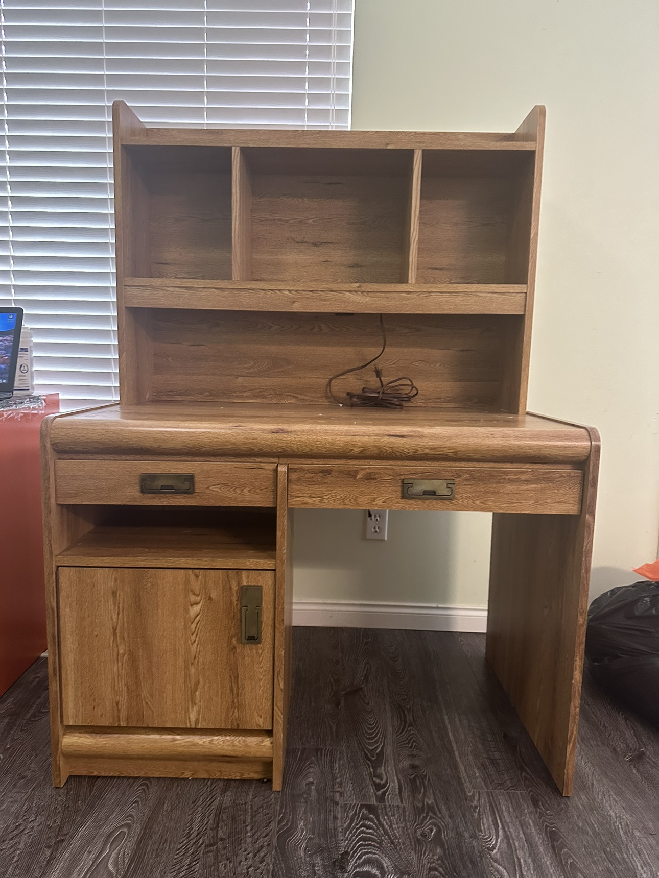 Wood Desk with Hutch