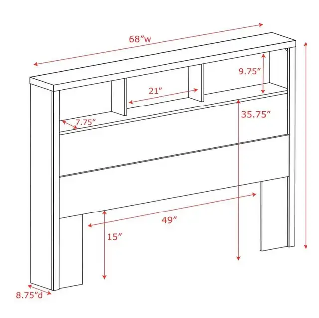 White Headboard with Built-in Shelves