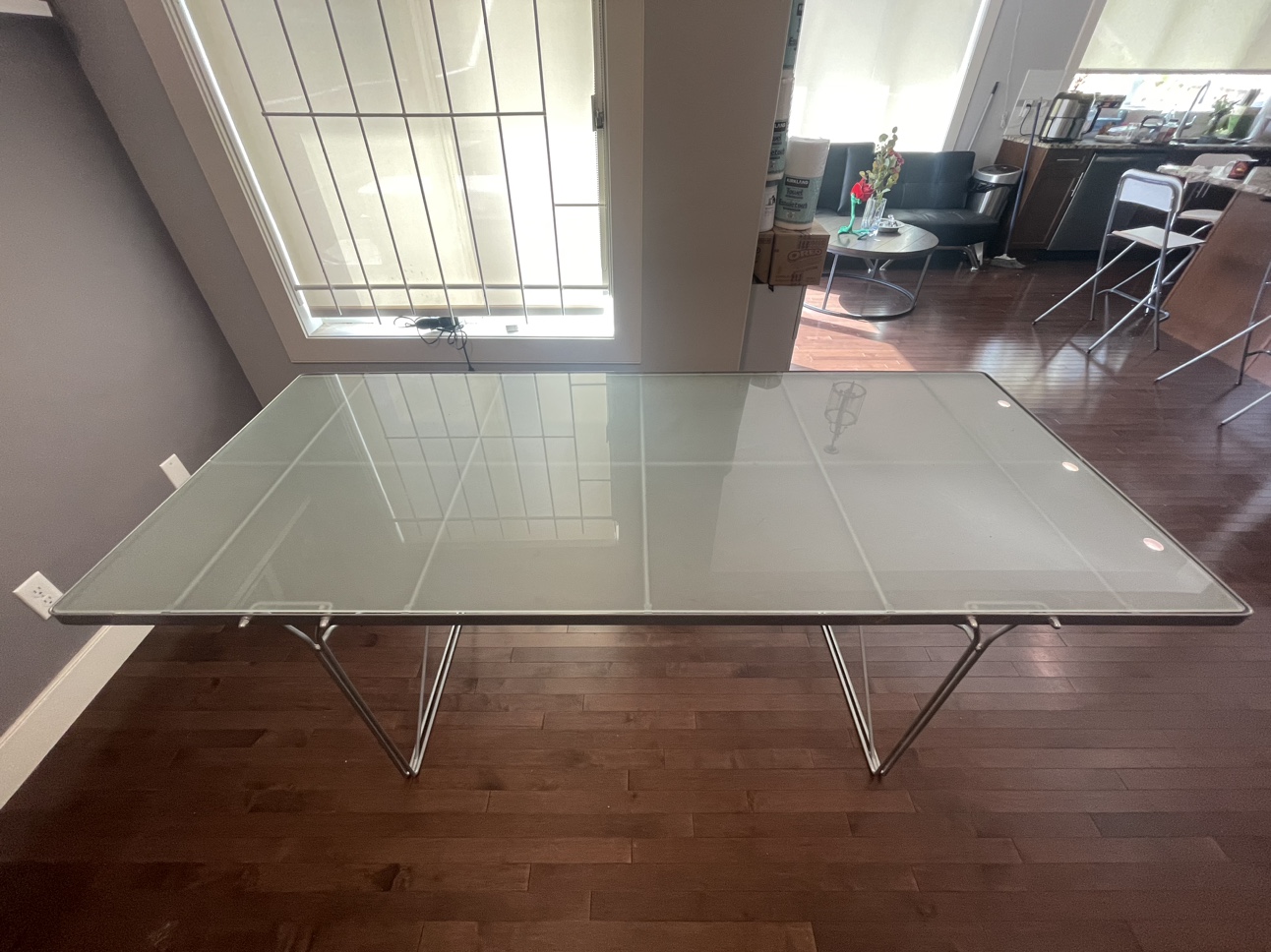 Large glass table. 79 x 33.5x 28.5”