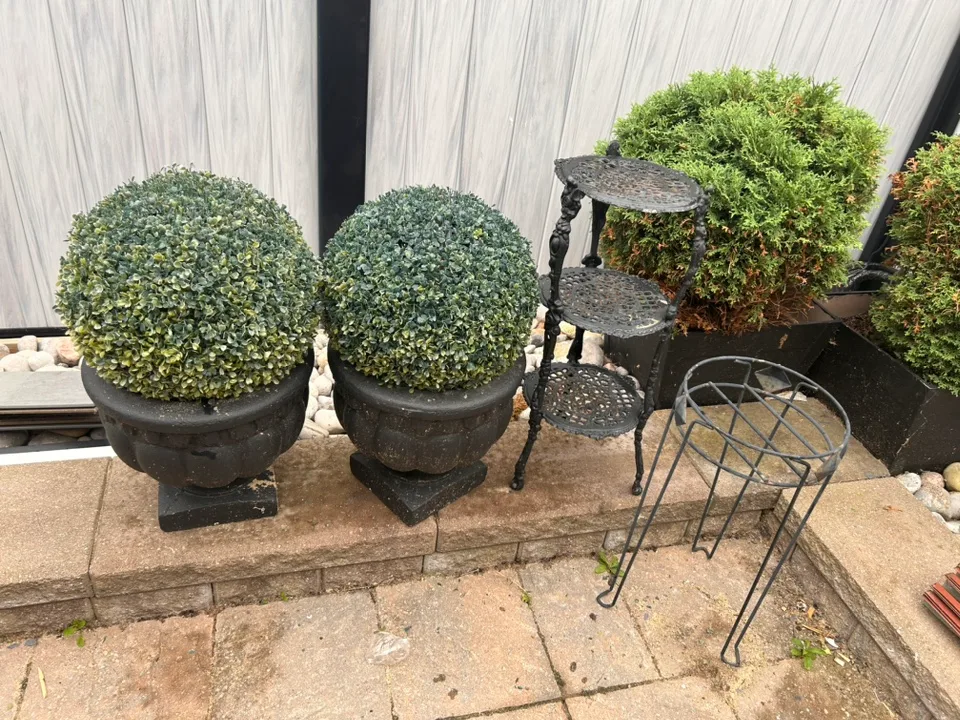 Concrete Planter Pots (2) Artificial Rounded Plant image indicator(2)