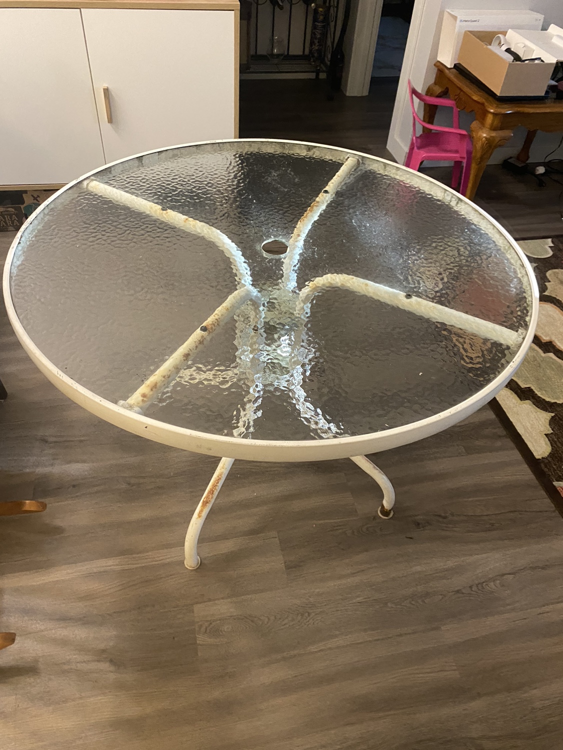 Round Glass Patio Table  #freecycle
