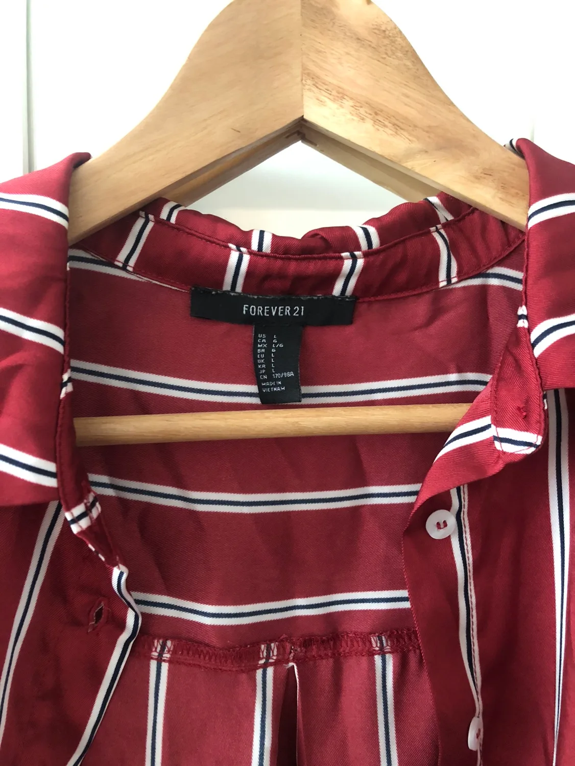 Silky red/white Striped Blouse image indicator(3)