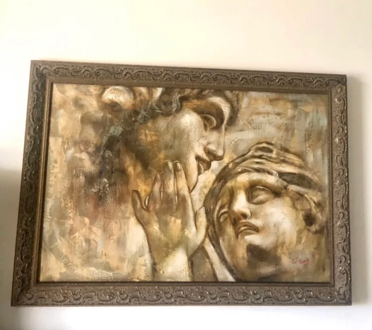 Framed Michelangelo Roman Greek Lovers Repro, 40”x29” thumbnail