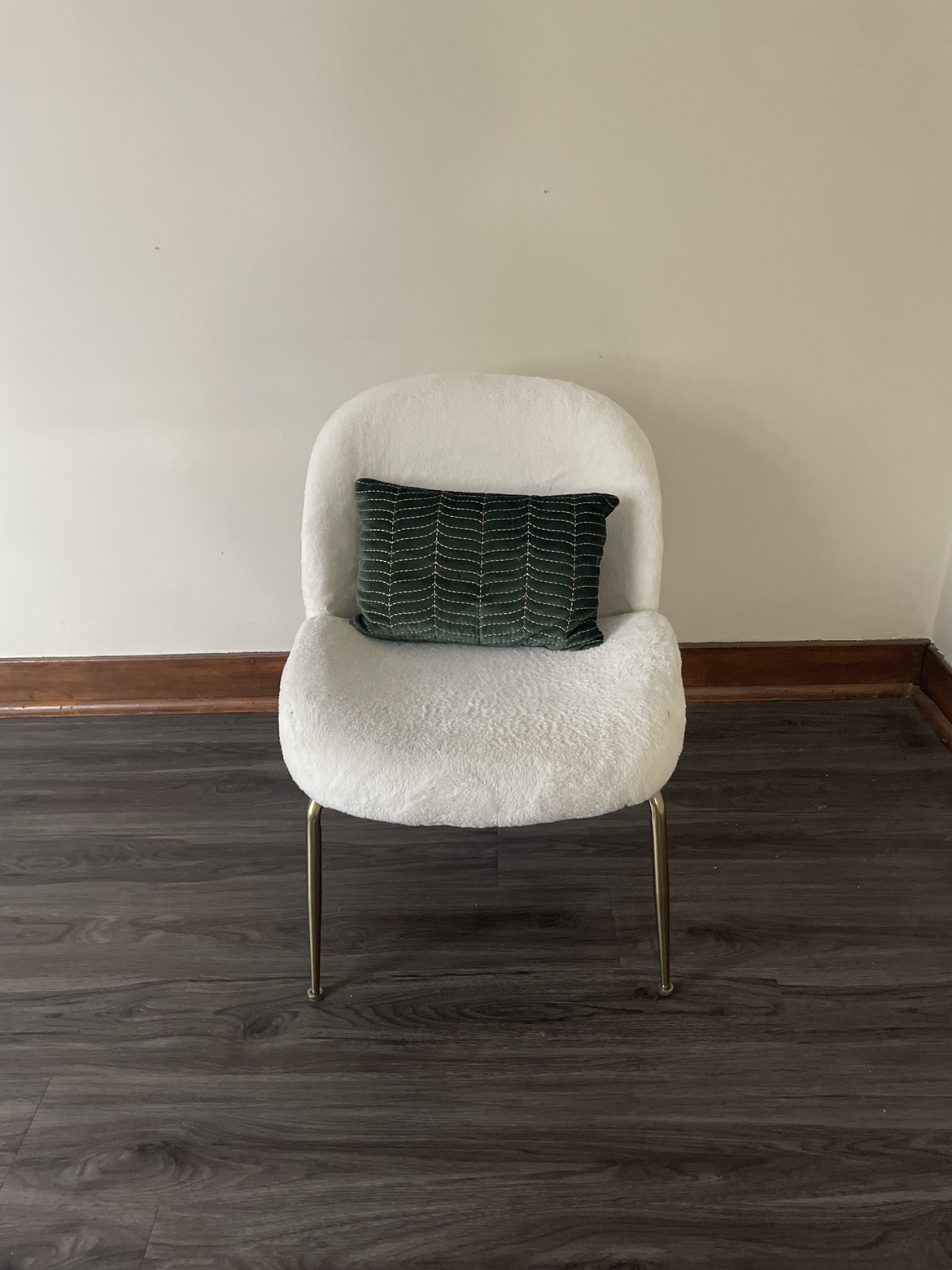 White Faux Fur Accent Chair & pillow