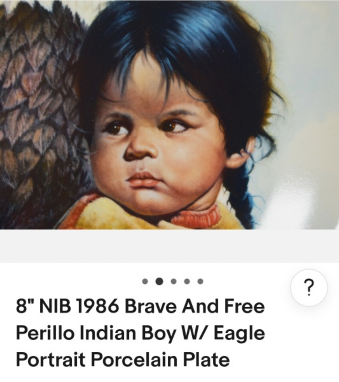 8" NIB 1986 Brave And Free Perillo Indian Boy W/ Eagle  Plat - photo 3