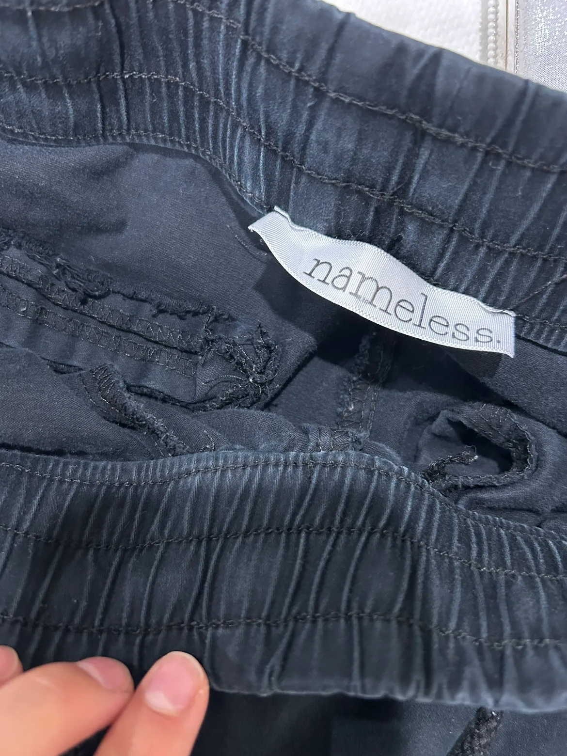 Women navy cargo jogger pants size xs,  elastic bottom image indicator(5)