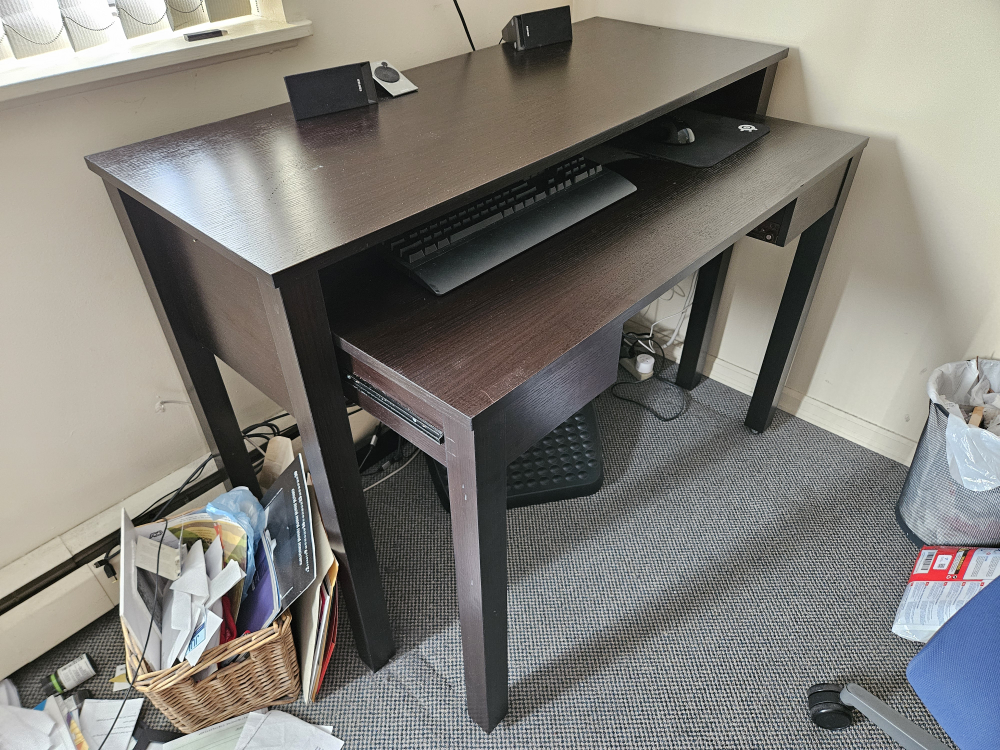 Black Computer Desk with Pull Out Shelf