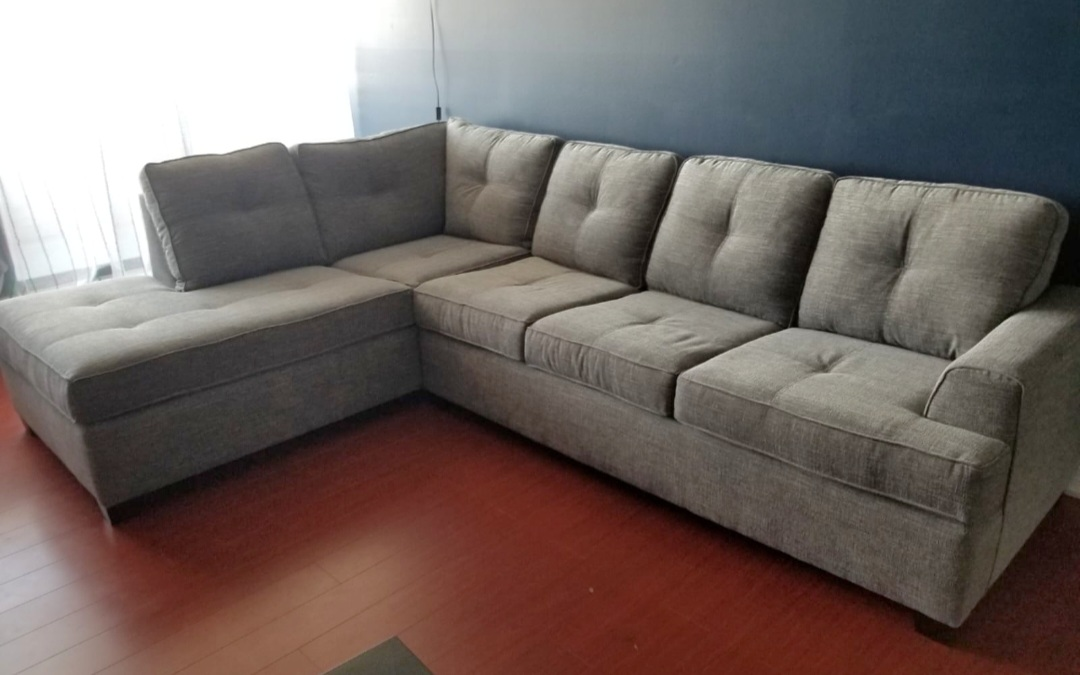 Beautiful Custom CANADIAN Made Grey Fabric Sectional