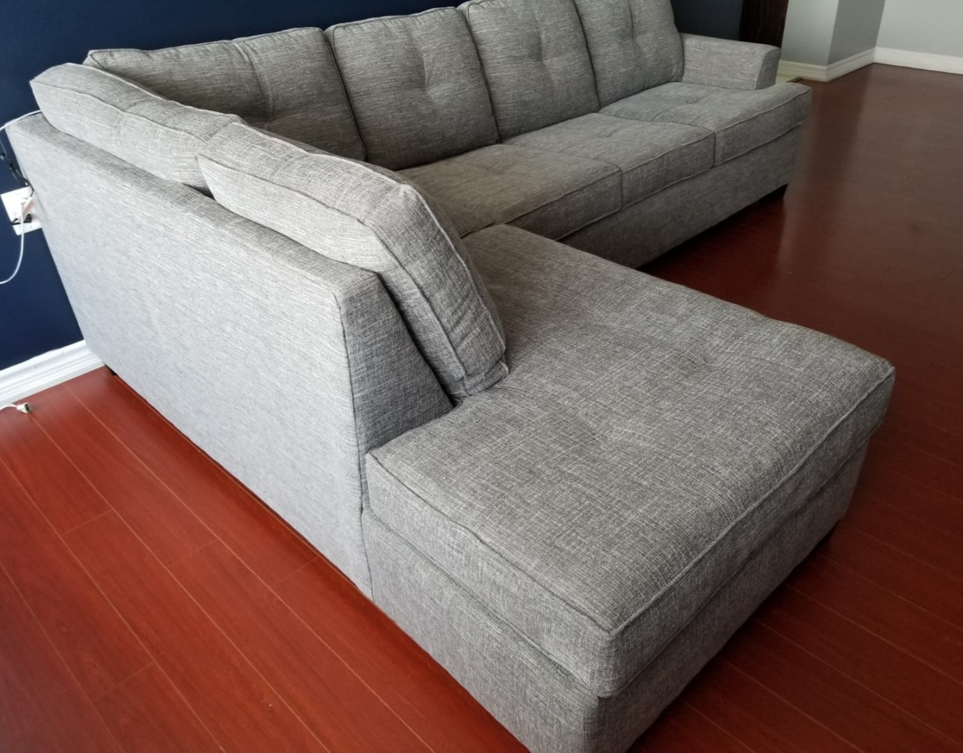 Beautiful Custom CANADIAN Made Grey Fabric Sectional - photo 3