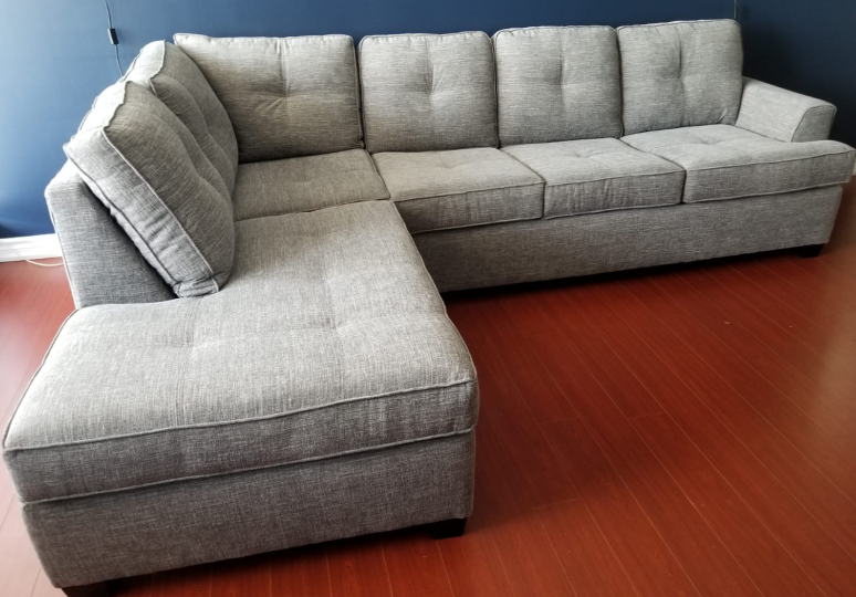 Beautiful Custom CANADIAN Made Grey Fabric Sectional - photo 4