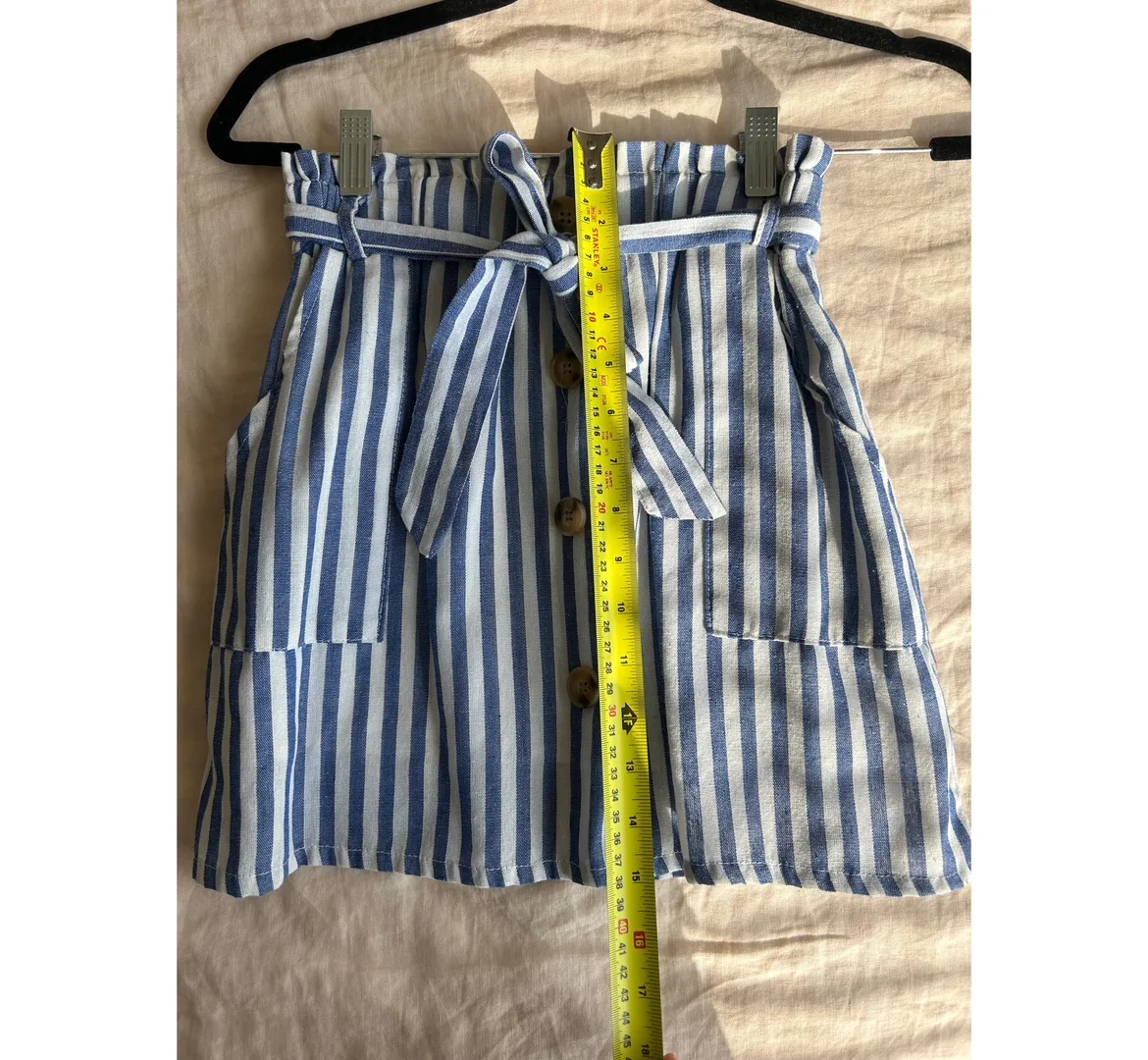 Blue and White Striped Crop Top and Skirt Set size SMALL image indicator(4)