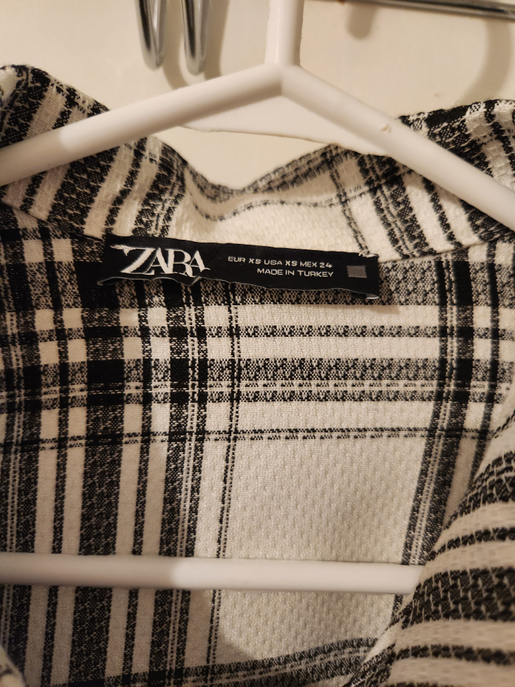 Zara Black & White Plaid Shirt (XS) - photo 3