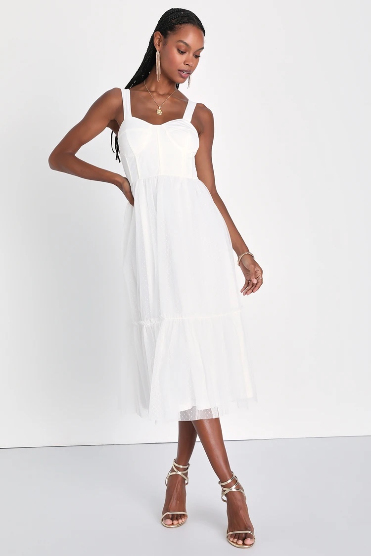 *NEW* White Lulus Midi Dress