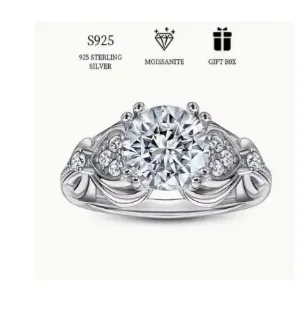 Sterling Silver Moissanite Engagement Ring Hypoallergenic thumbnail