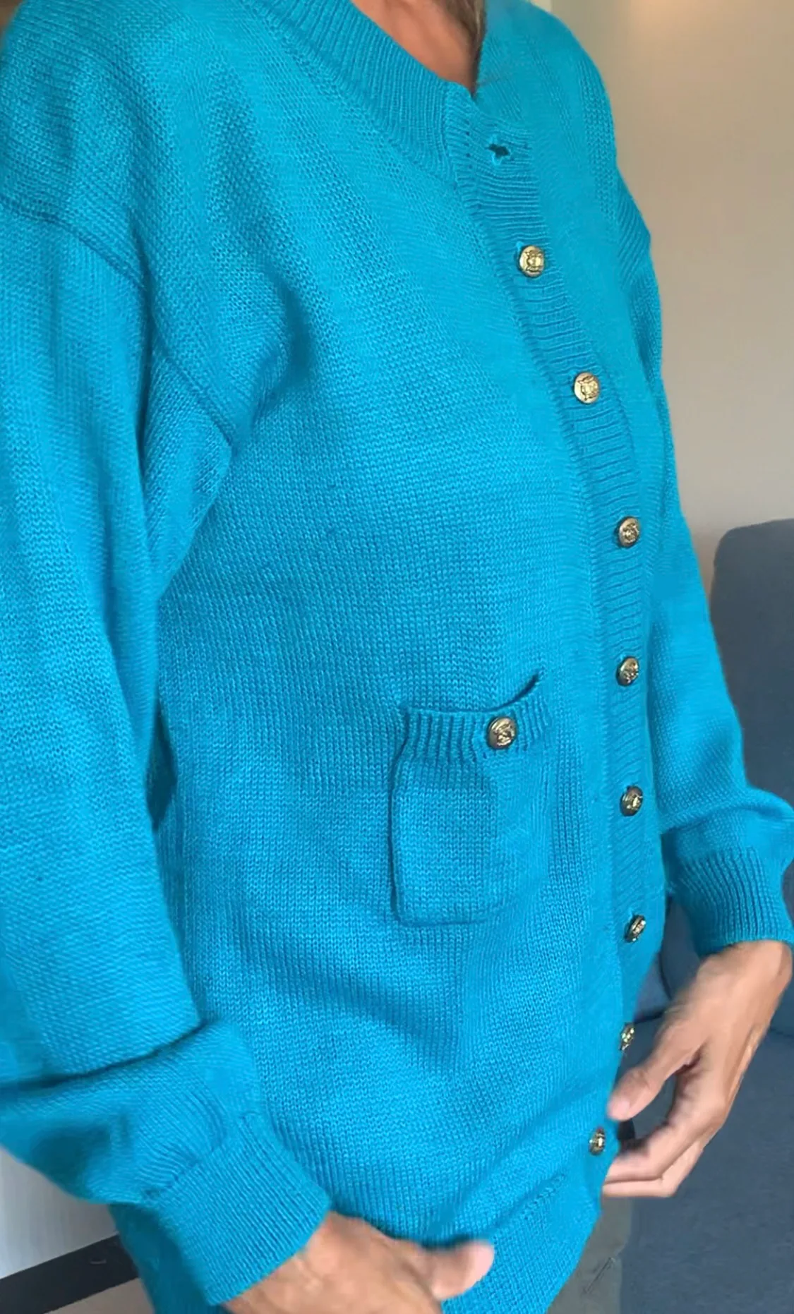 Vintage 80s/90s Teal Cardigan with Pockets image indicator(6)