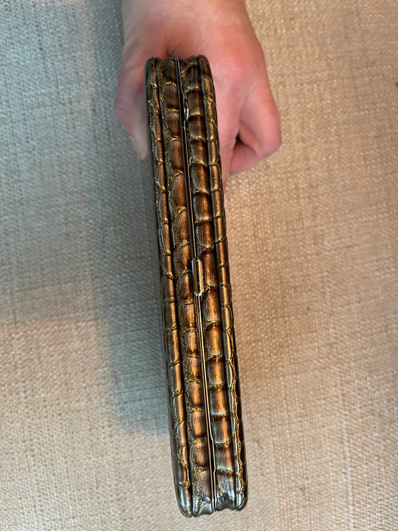 Gold Faux-Crocodile Clutch #freecycle image indicator(3)