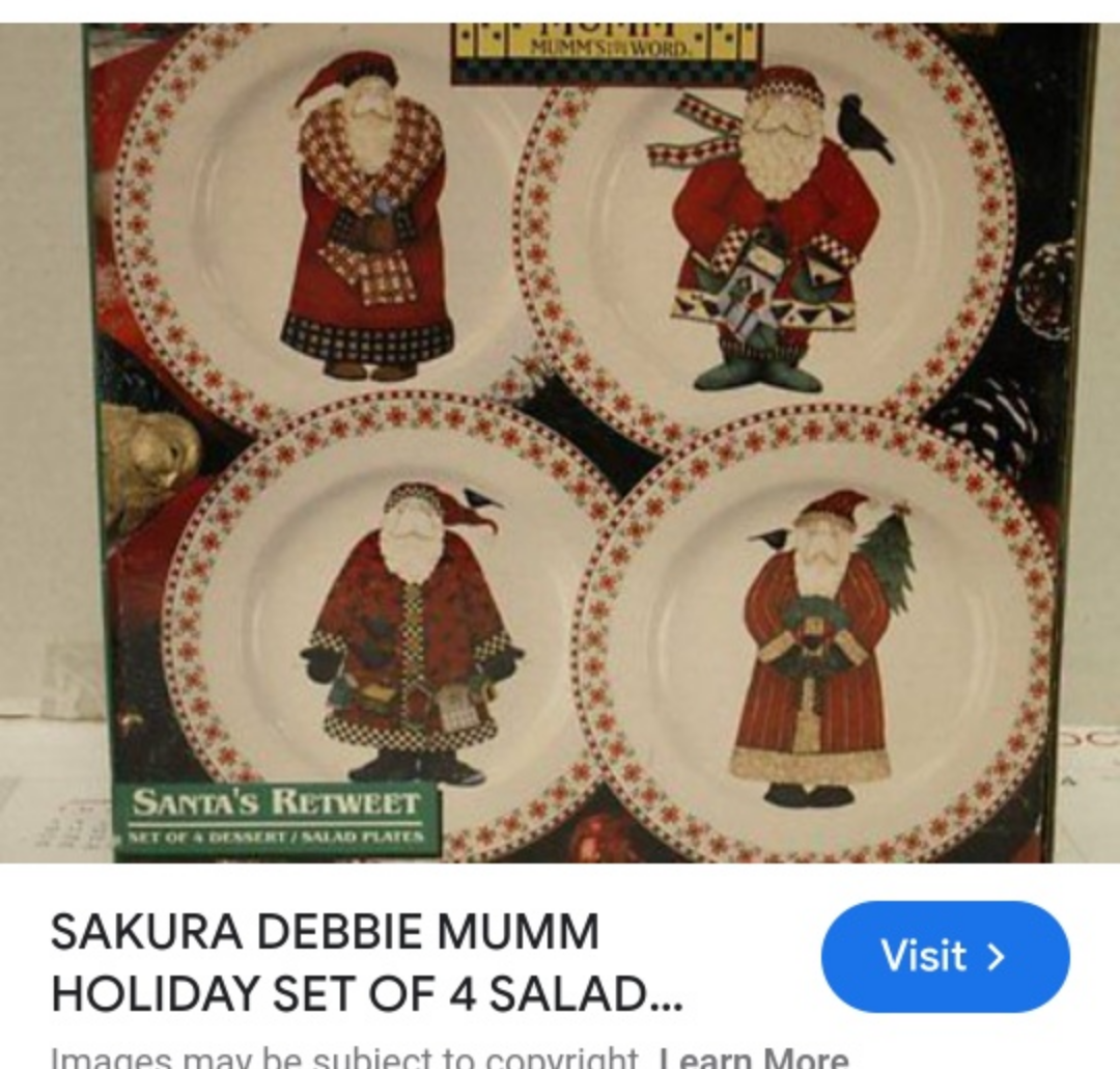 Debbie Mumm Santa's Retweet Salad Plates - photo 3