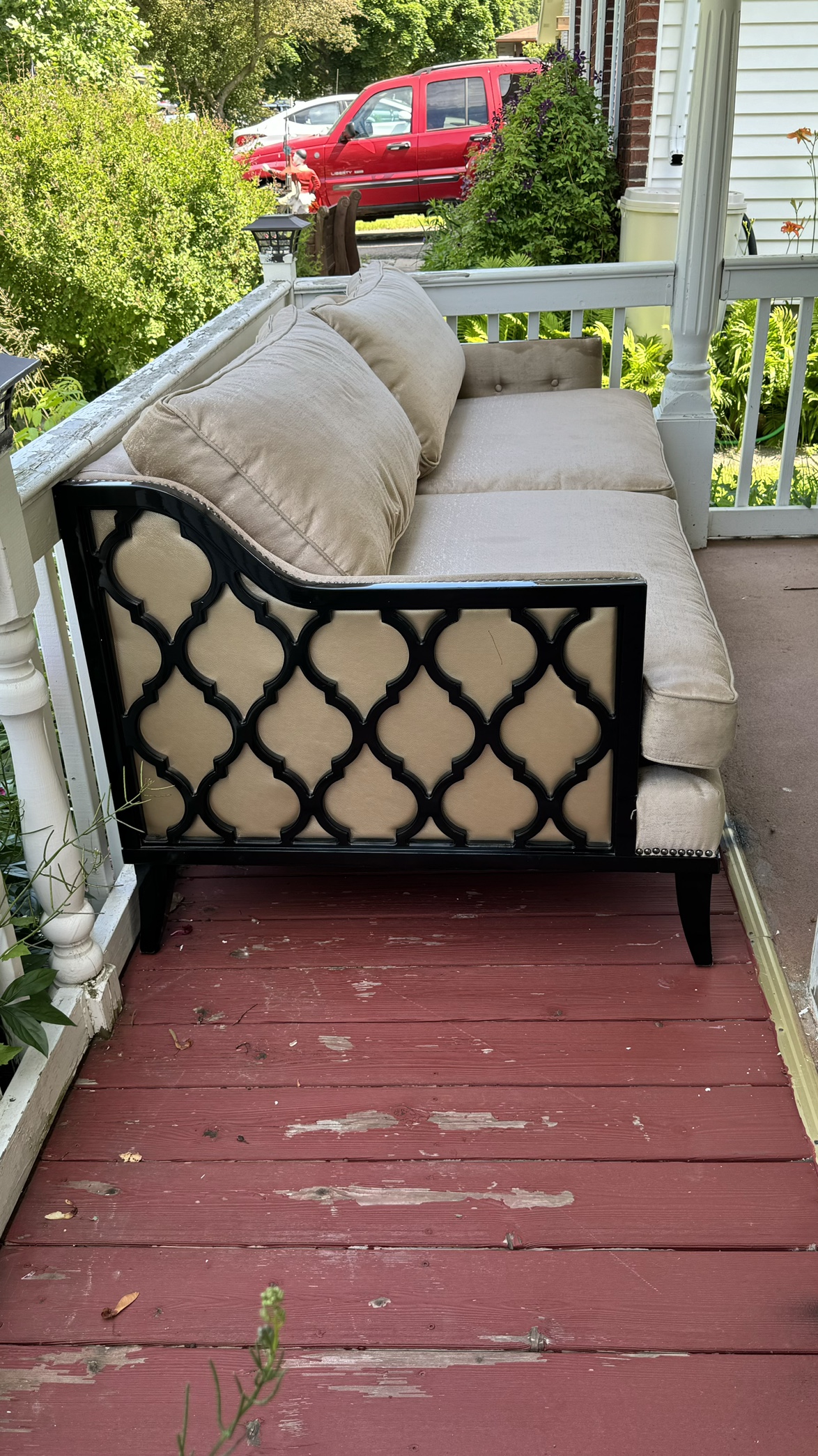Beige and Black Sofa with love chair