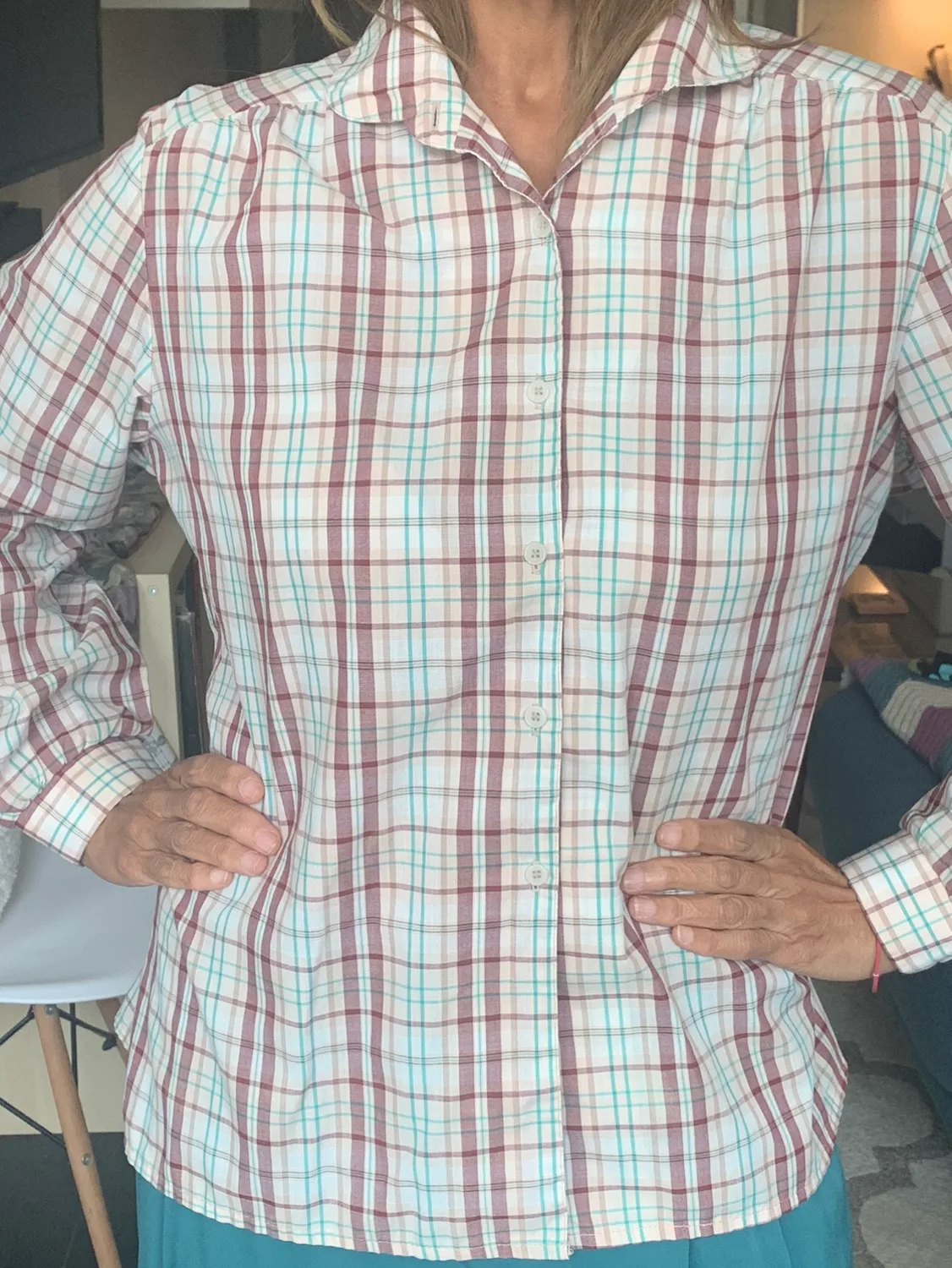 Vintage 70s/80s Women's Plaid Button Up Shirt thumbnail
