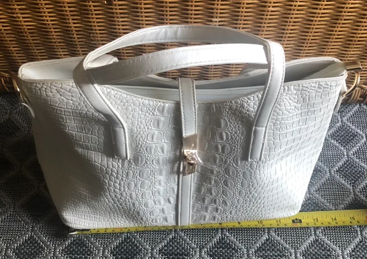 White Crocodile Embossed Tote Bag thumbnail