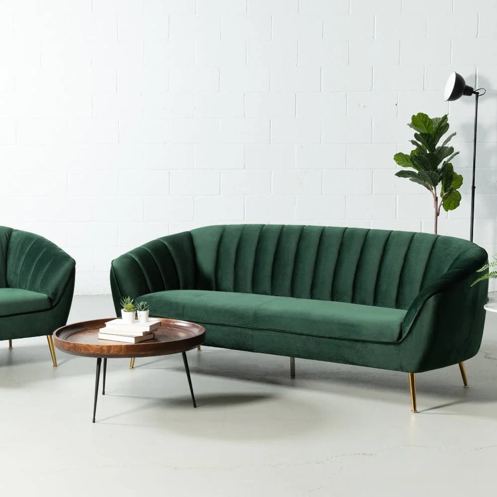Wazo Green Velvet Sofa—MCM inspired