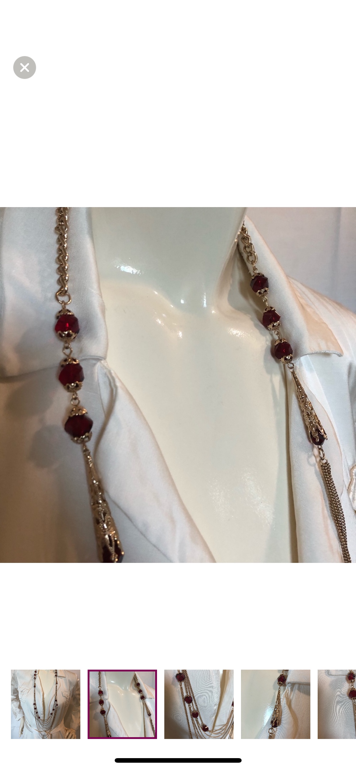 Multi-Strand Gold Necklace with Red Stones - photo 2