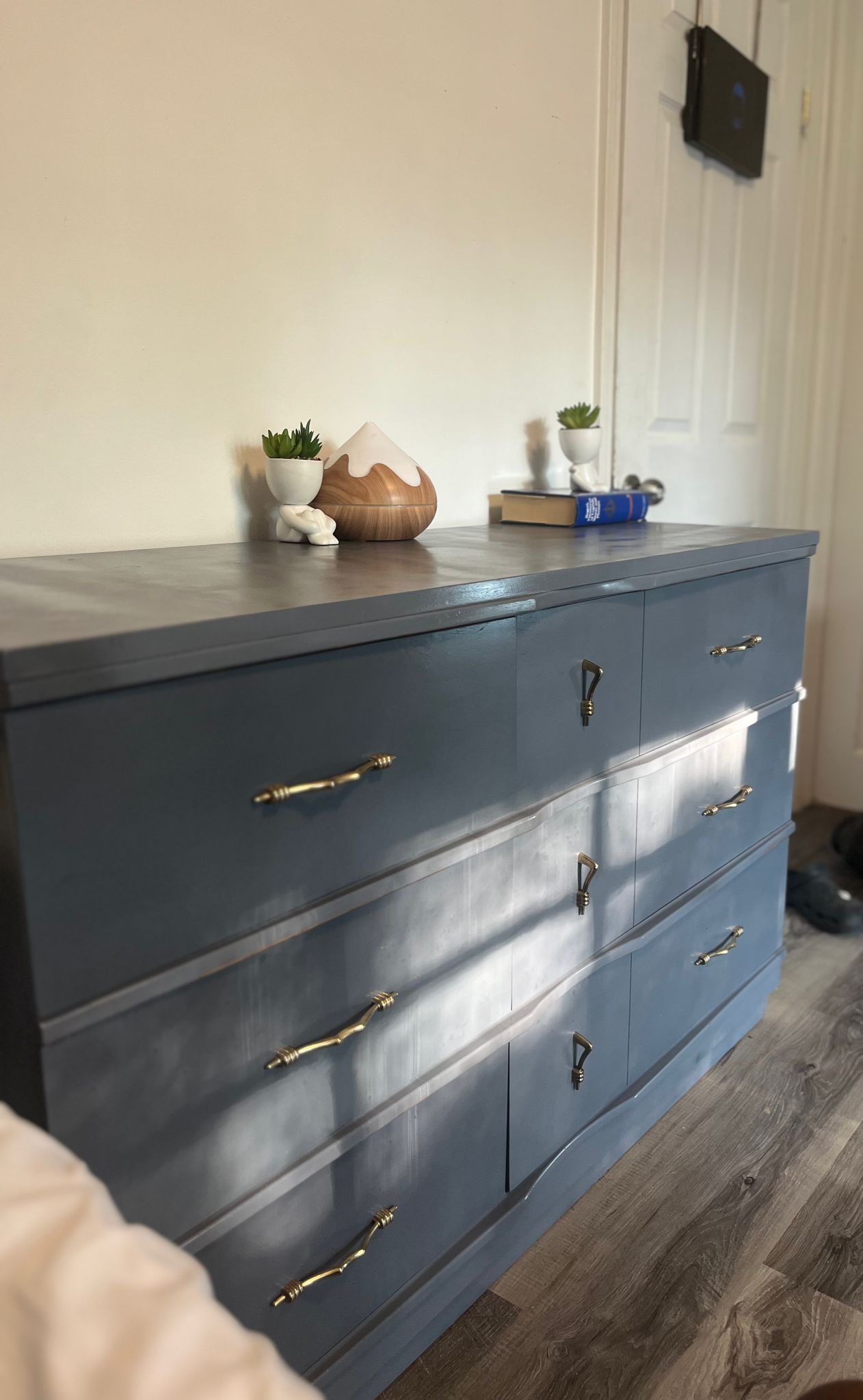Grey Dresser with Gold Hardware