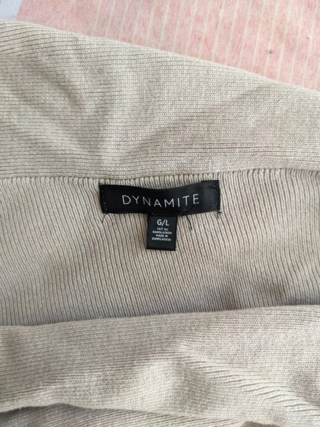 Cream Off the Shoulder Ribbed Long Sleeve Sweater image indicator(6)