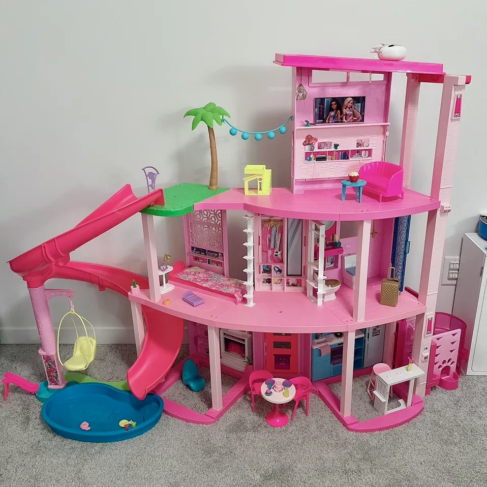 Barbie dream house pool party doll house with slide thumbnail