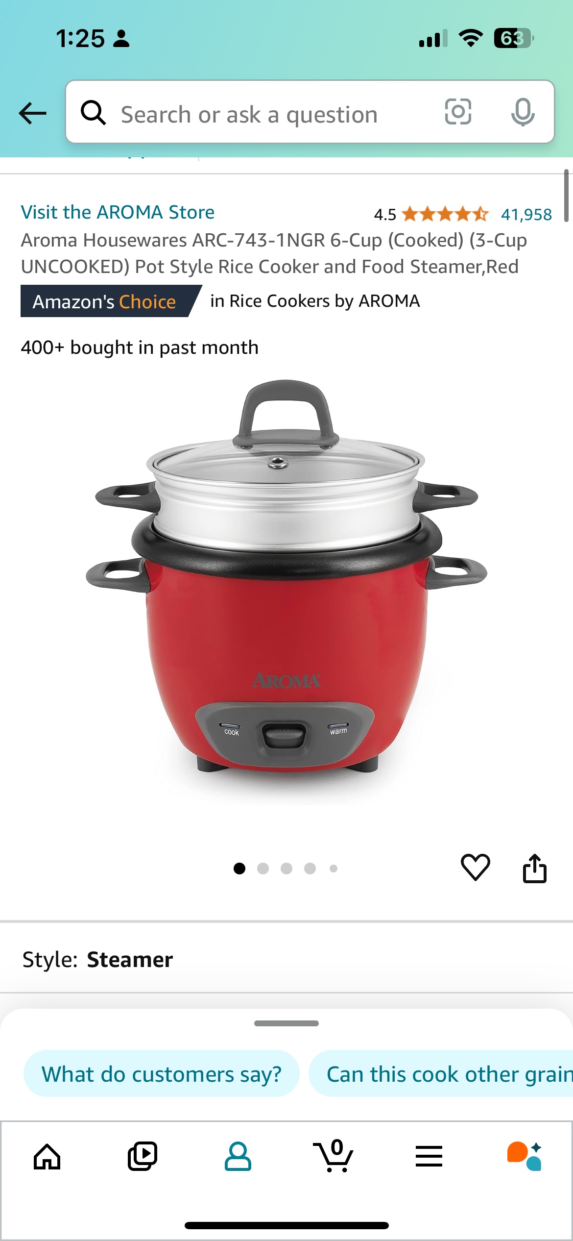 Aroma Rice Cooker and Food Steamer