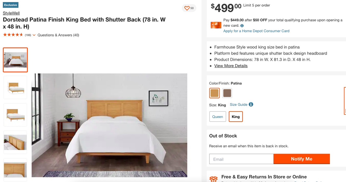 King Size Bed Frame Wood - photo 3
