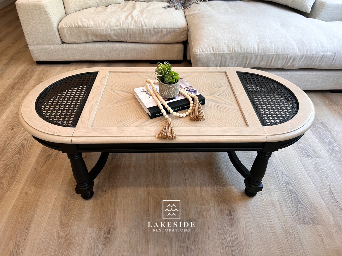 Oval Coffee Table with Cane Inserts - photo 3