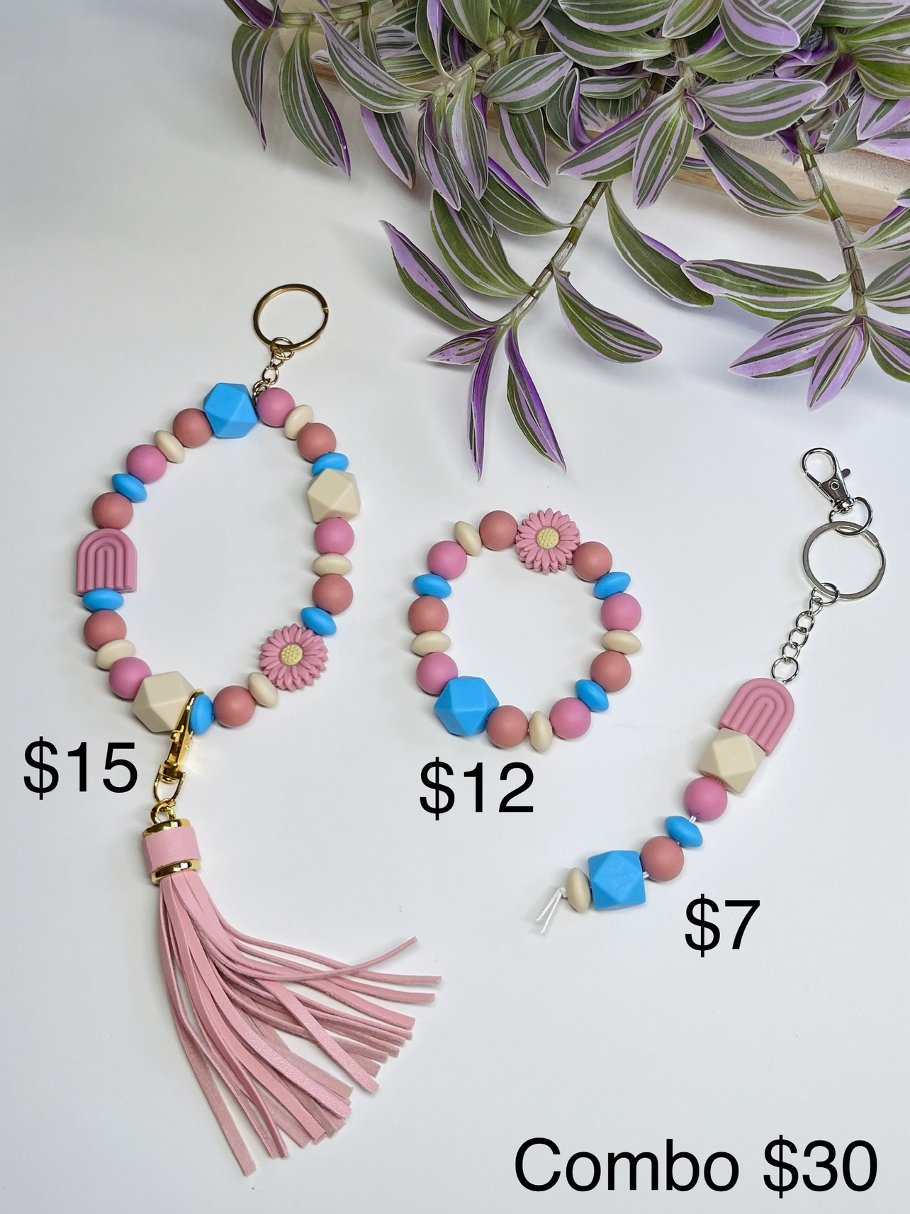 Silicone Bead Keychain and Bracelet Set - photo 3