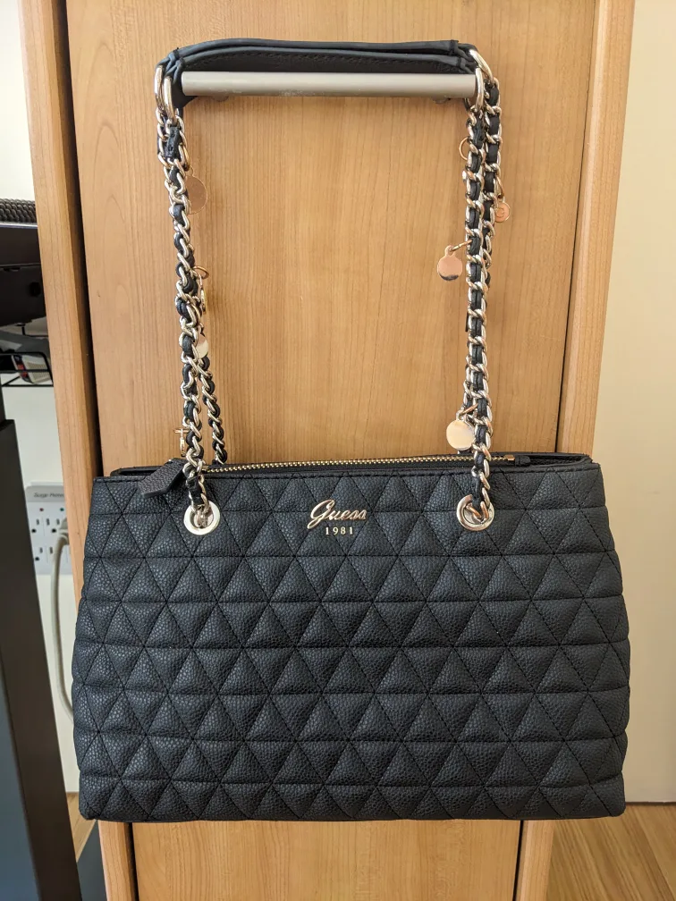 Guess Fleur Quilted Girlfriend Satchel (Shoulder Purse) thumbnail