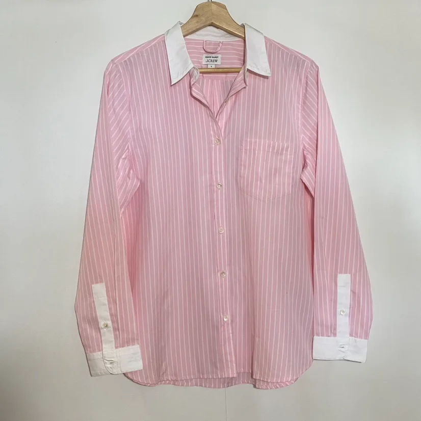 J.Crew Pink Striped Preppy Barbie core Blouse thumbnail