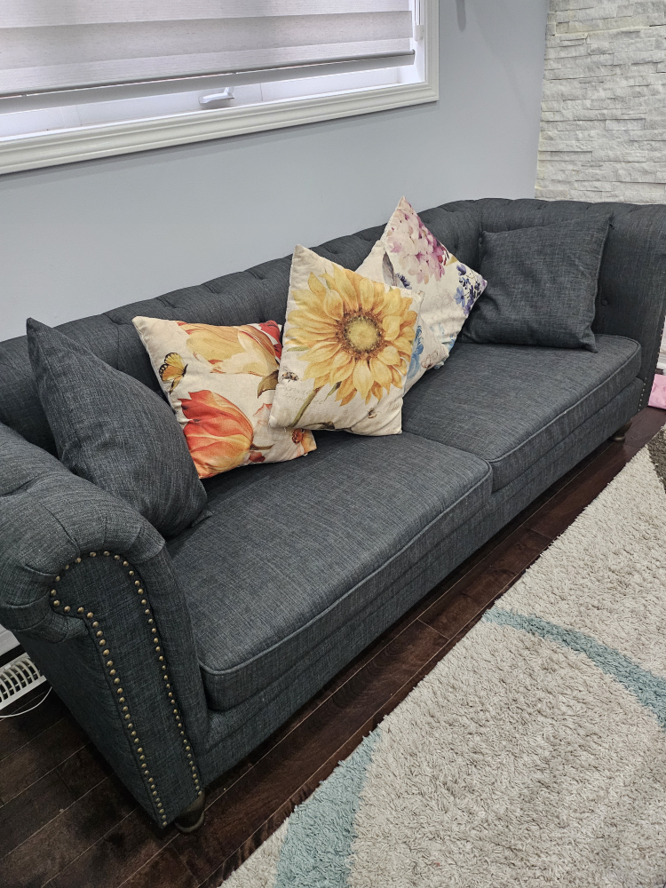 Sofa with glass table