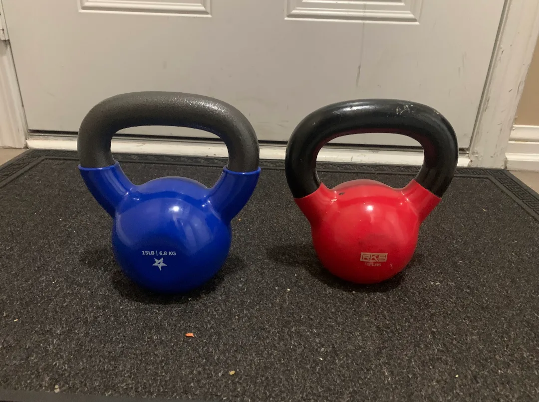 Pair of 15 lb kettlebells thumbnail