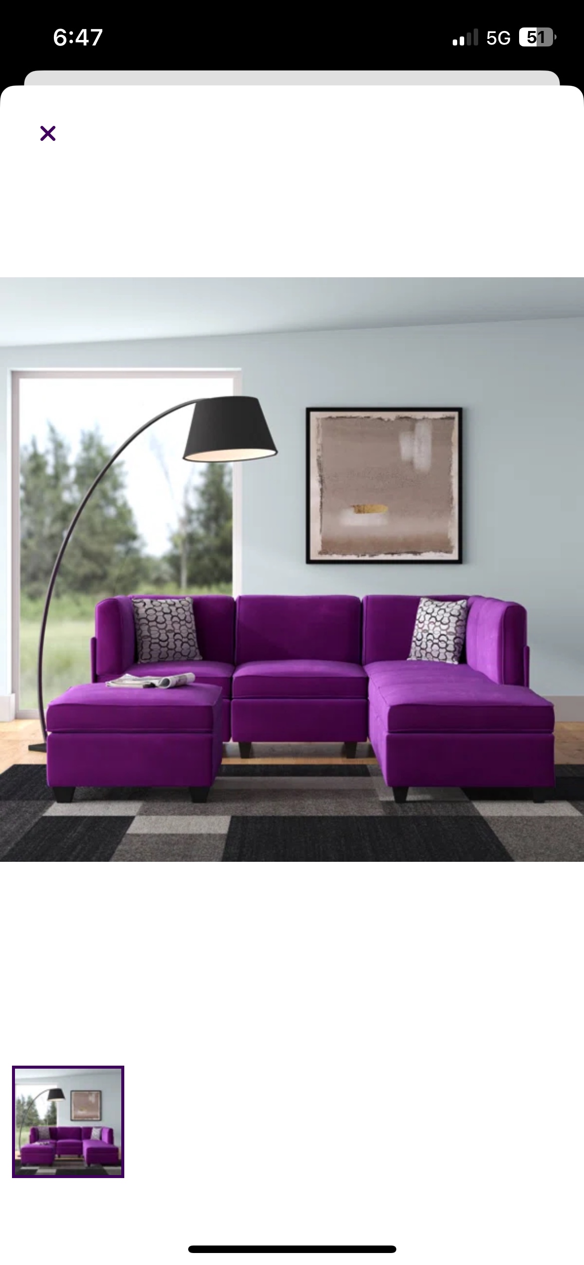 Purple Suede 6 piece sectional - photo 2