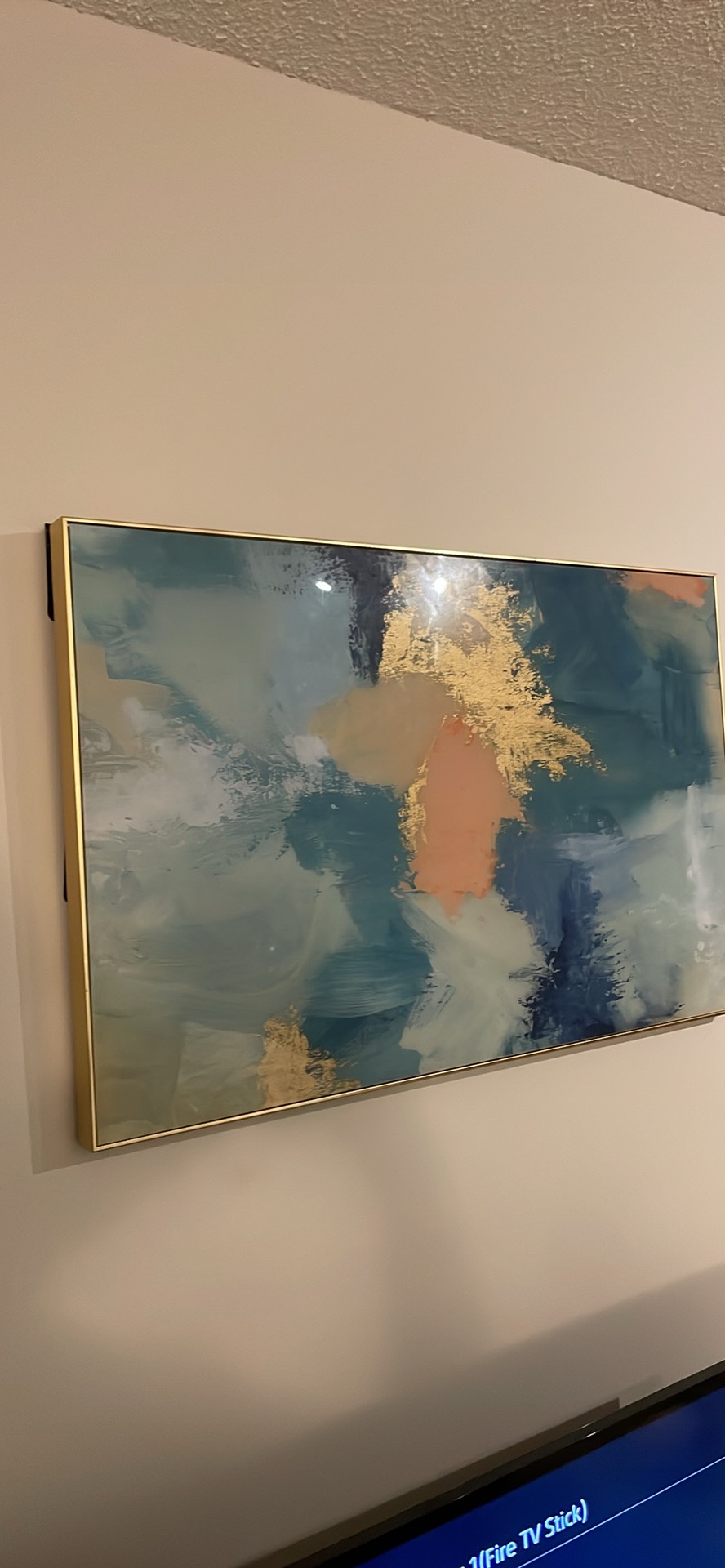 Abstract art- glass feel gold accent and frame - photo 2