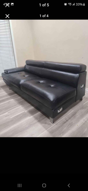 Black Leather Sectional Sofa - photo 4