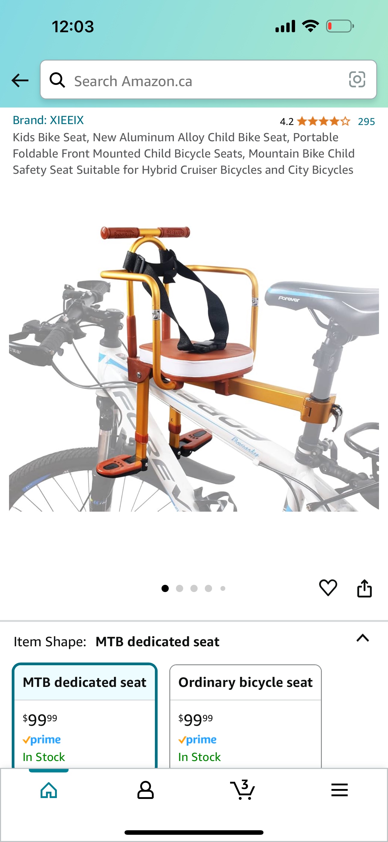 Kids Bike Front Mounted Child Seat