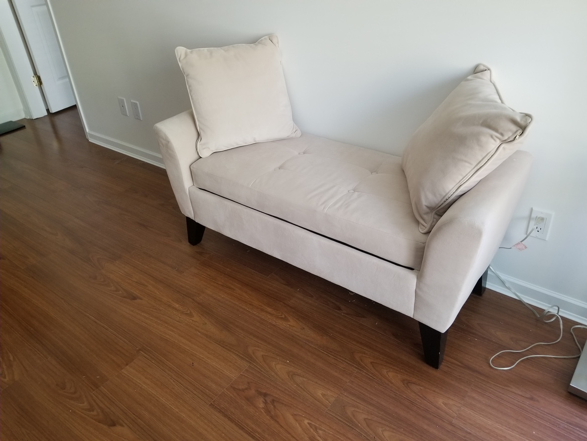 Beige Velvet Bench Chair with storage